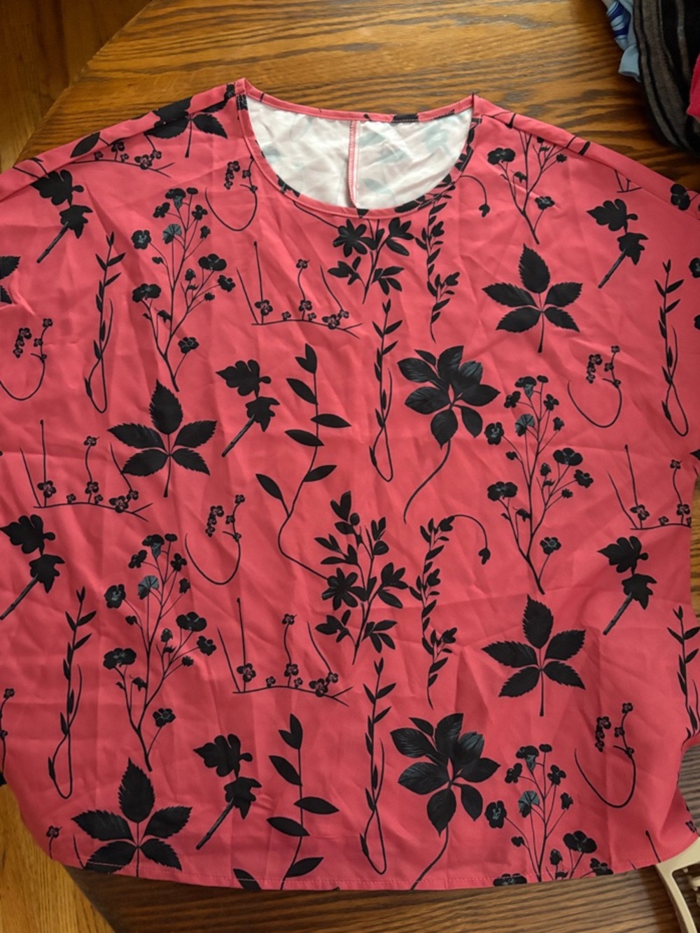 SHEIN Coral Pink Floral Print Short Sleeve Blouse